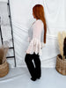 Ruffle Trimmed Chiffon Top With Tiered Bell Sleeves In Oatmeal