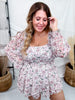 Mauve Floral Romper With Square Neckline