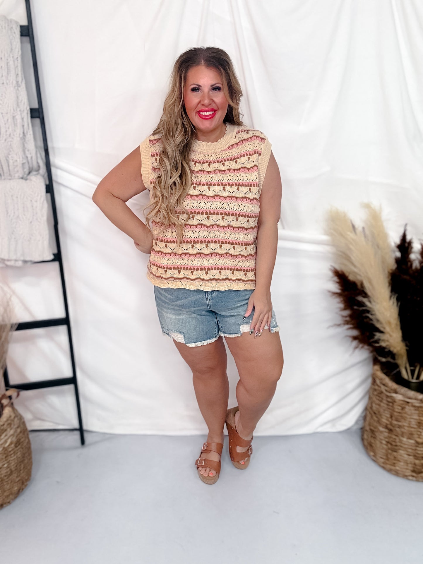 Muti Colored Stripe Sweater Vest