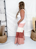 Multi Dusty Rose & Coral Denim Wide Leg Pants