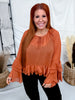 Chiffon Top With Tiered Bell Sleeves In Brick