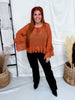 Chiffon Top With Tiered Bell Sleeves In Brick