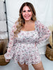 Mauve Floral Romper With Square Neckline