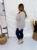 Long Sleeve Striped Knit Top with Thumbholes