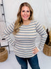 Long Sleeve Striped Knit Top with Thumbholes