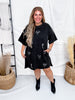 Mineral Washed Black Shirt Dress With Western Embroidery