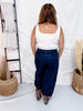 Cropped Wide Leg Jeans With Plaid Cuffs & Flower Patches