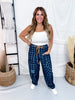 Checkered Patchwork Jeans With Drawstring Waist