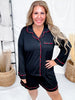 Black Loungewear Set With Red Plaid Piping