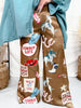 Wide Leg Cowboy Party Pants In Mocha