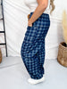 Checkered Patchwork Jeans With Drawstring Waist