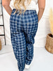 Checkered Patchwork Jeans With Drawstring Waist