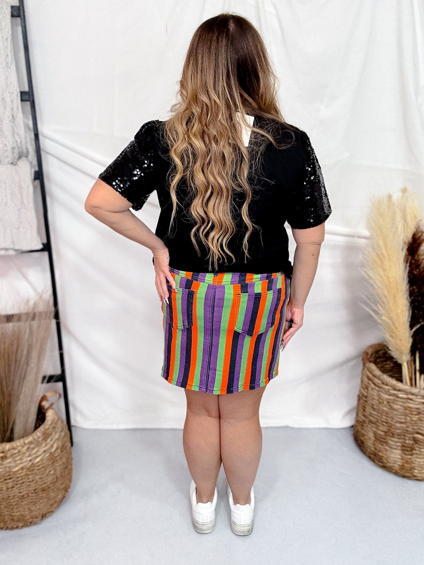 Spooky Nova Striped Denim Skirt