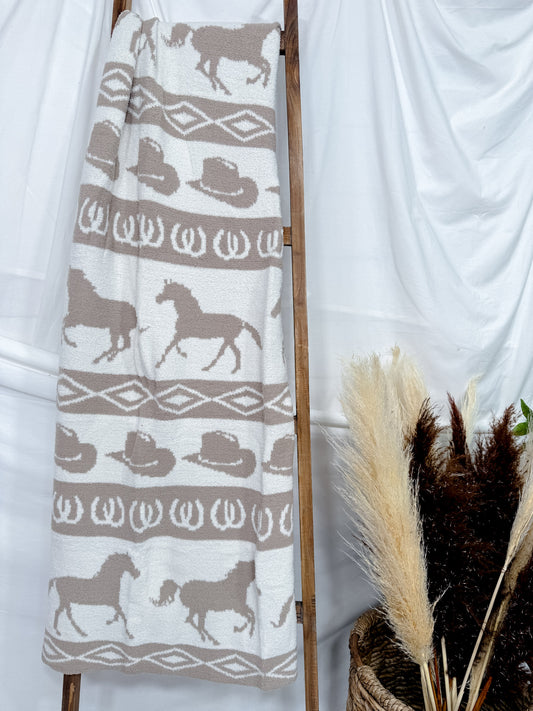 Wrangler Tan Rodeo Stretchy Throw Blanket
