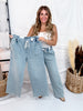 Judy Blue High Waist Knit Indigo Baggy Jeans W/ Drawstring
