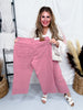 Judy Blue Rose Pink Wide Leg Cropped Jeans