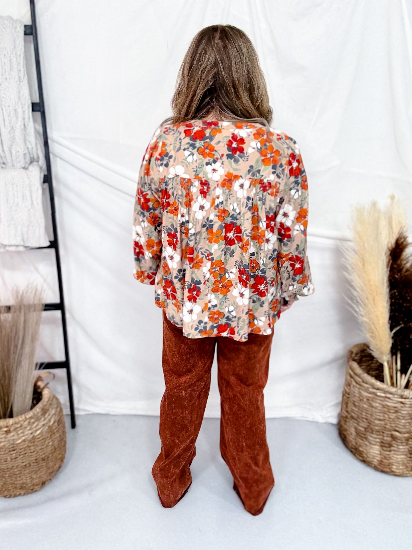 Long Sleeve Floral Print Blouse