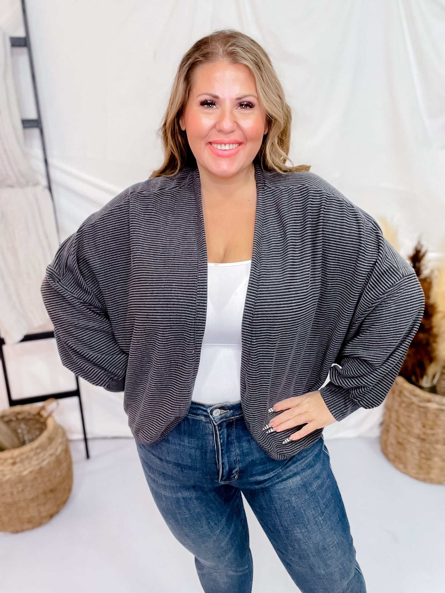 Charcoal Dolman Sleeve Cardigan
