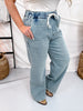 Judy Blue High Waist Knit Indigo Baggy Jeans W/ Drawstring