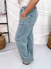 Judy Blue High Waist Knit Indigo Baggy Jeans W/ Drawstring