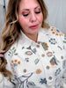 Floral Print Washed Terry Half Button Down Shirt