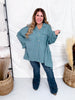 Teal Cotton Gauze Top With Crochet Detailing