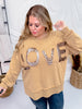 Camel Acid Washed Lace Love Sweatshirt