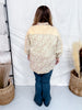 Mineral Washed Patchwork Floral Print Button Down Top In Straw
