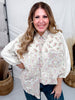 Mixed Floral Patchwork Button Down Shirt In Ecru