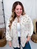Mixed Floral Patchwork Button Down Shirt In Ecru