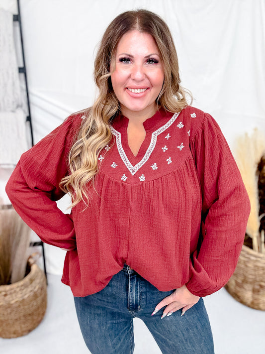 Mahogany Tunic With Embroidery