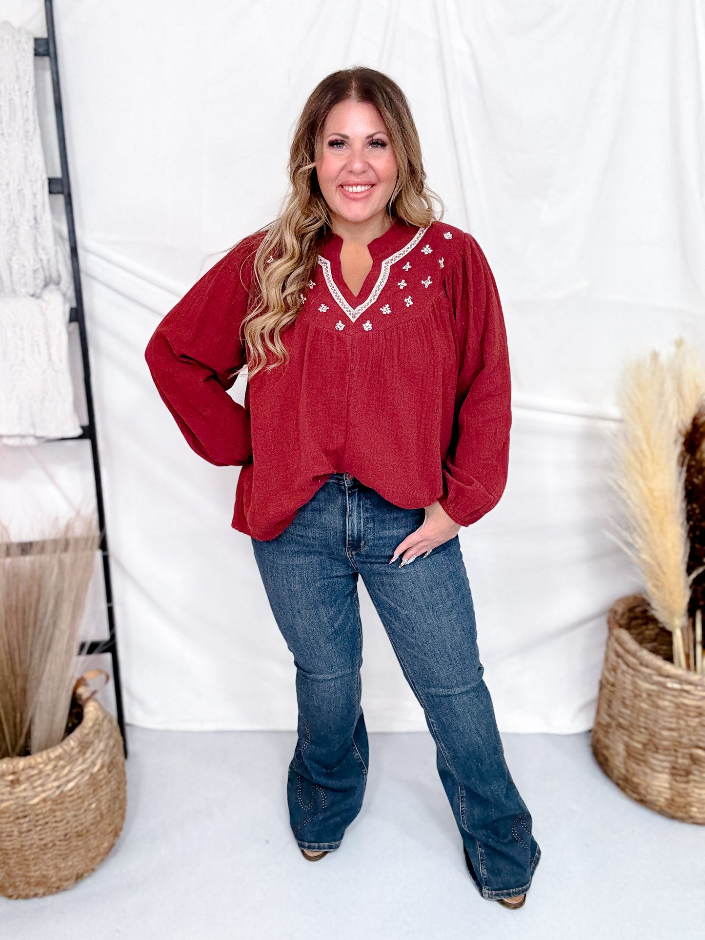 Mahogany Tunic With Embroidery