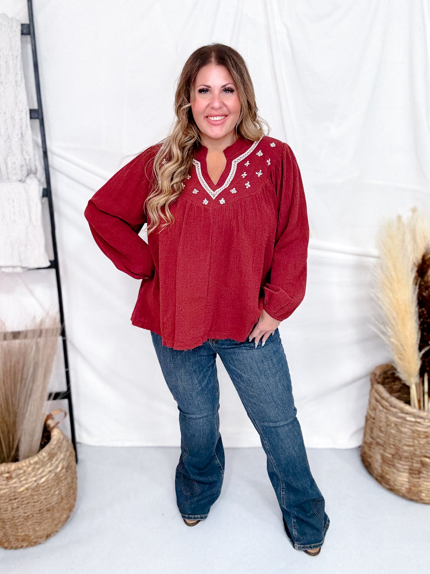Mahogany Tunic With Embroidery