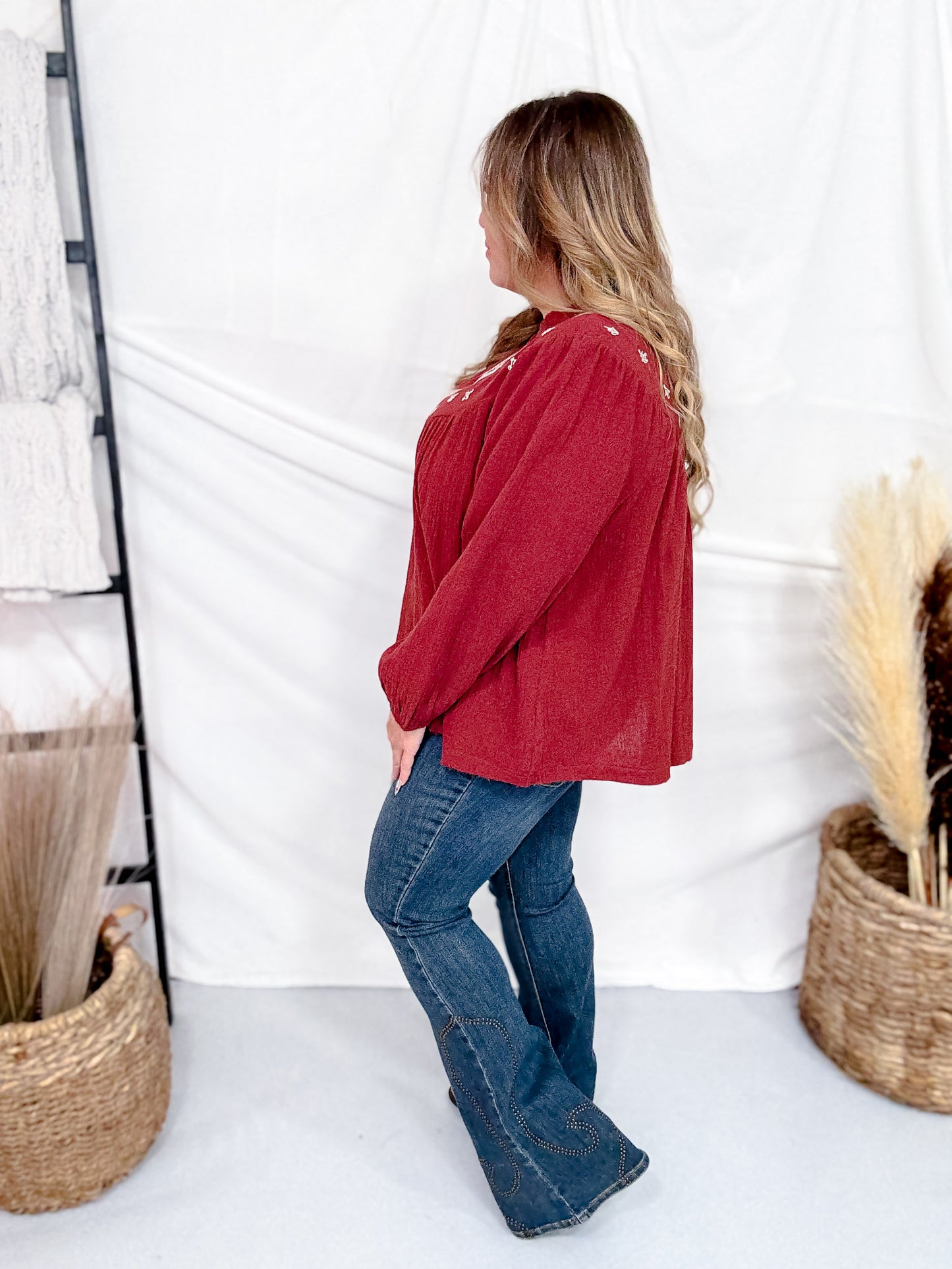 Mahogany Tunic With Embroidery