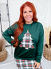 Plaid Christmas Tree Pullover With Sequin Accents