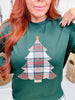 Plaid Christmas Tree Pullover With Sequin Accents