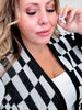 Black & White Checkerboard Open Front Cardigan