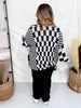 Black & White Checkerboard Open Front Cardigan