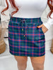 Navy Blue Christmas Plaid Skort