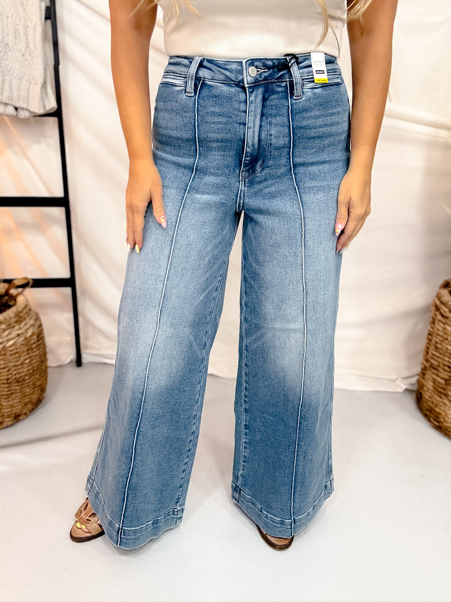 Judy Blue High Waist Palazzo Jeans With Center Seam (3 Inseams)