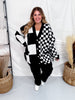 Black & White Mixed Checkerboard Print Cardigan