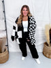 Black & White Mixed Checkerboard Print Cardigan