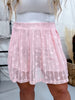 Lingo Lace Skort In Dusty Rose