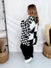 Black & White Mixed Checkerboard Print Cardigan