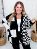 Black & White Mixed Checkerboard Print Cardigan