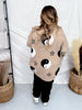Yin Yang Star Print Cardigan In Oatmeal