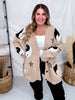 Yin Yang Star Print Cardigan In Oatmeal