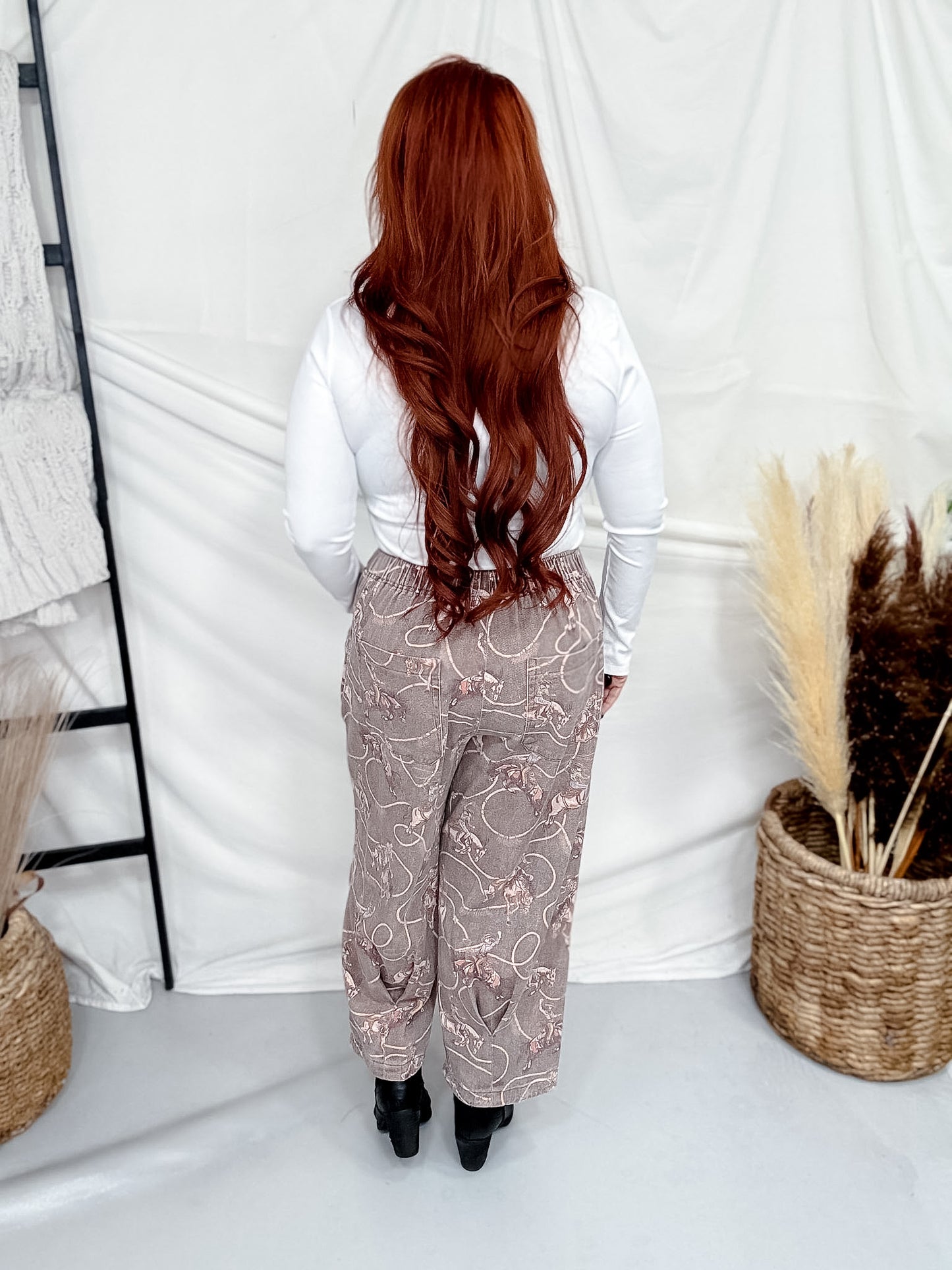 Rodeo Cowboy Print Cropped Brown Jeans