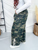 Camo Print Wide Leg Drawstring Waist Jeans With Lace Up Side Seams