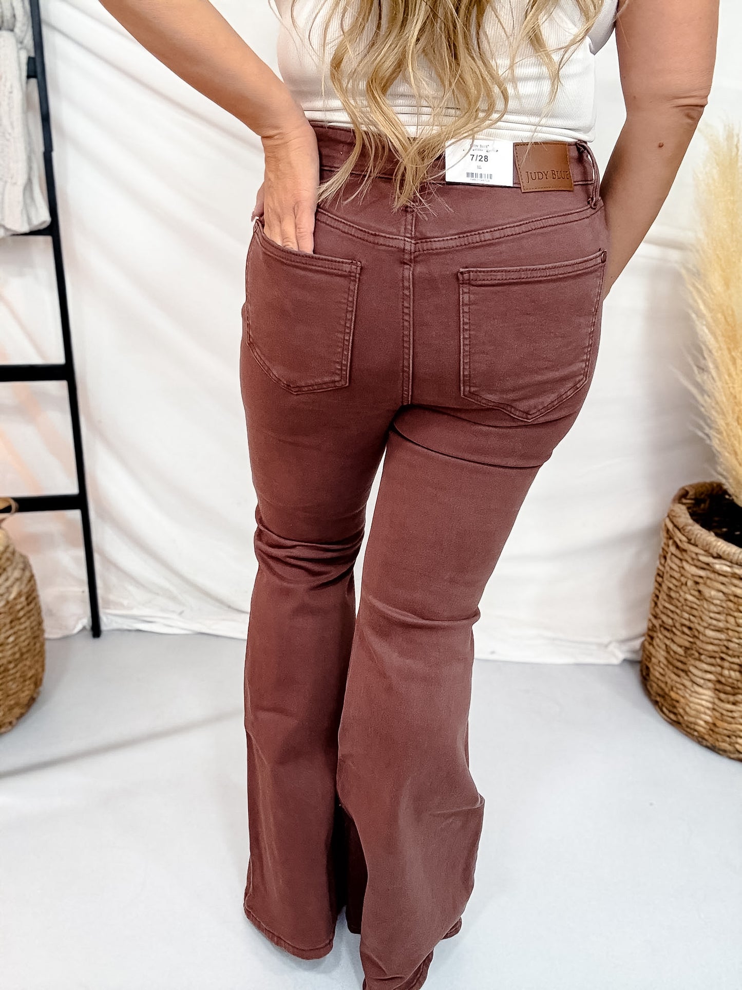 Judy Blue High Waist Cocoa Brown Flares With Lace Up Fly